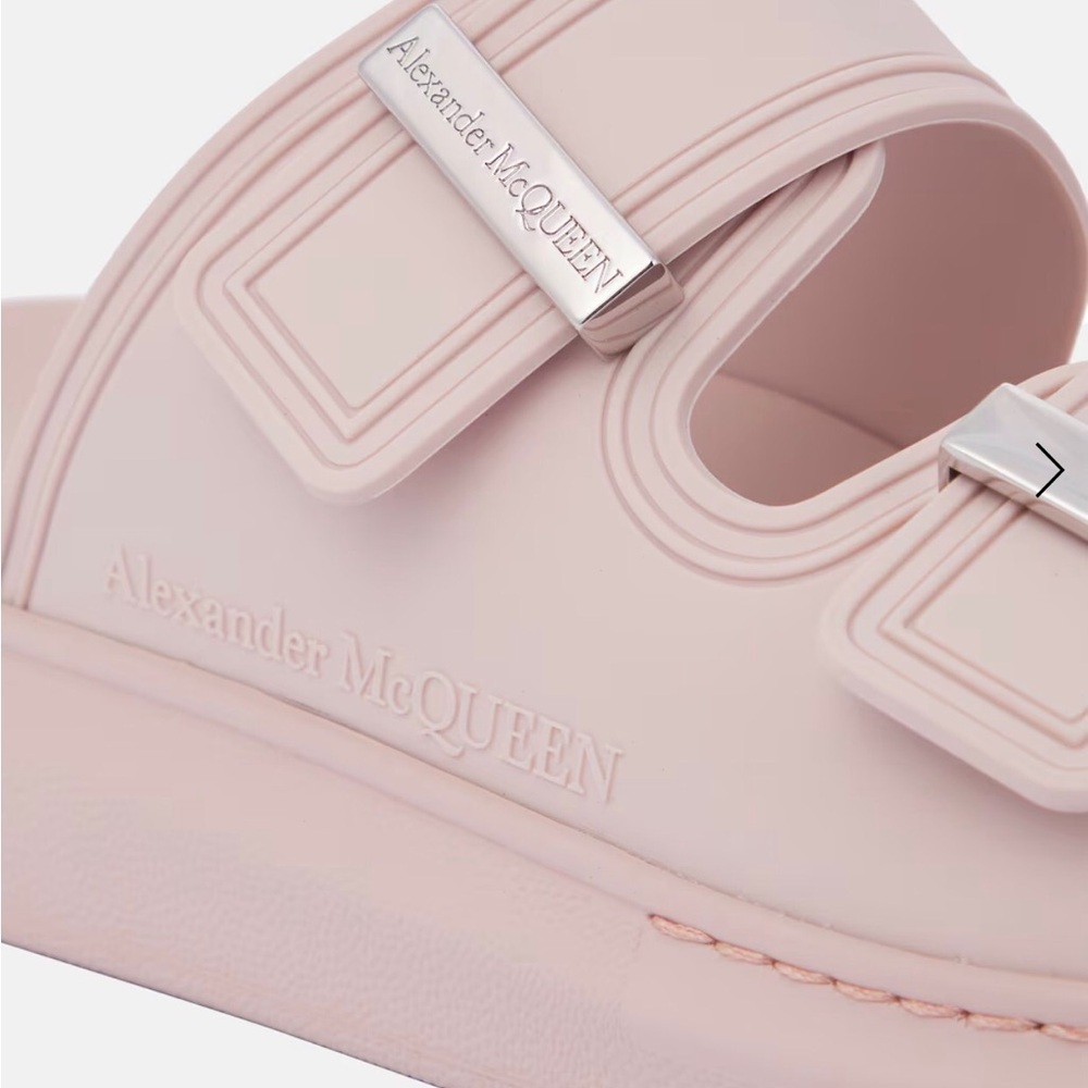 Alexander McQueen Buckle Slide Sandals Pink/Silver Size-US 9&11/EUR 39&41 NIB - Picture 6 of 10